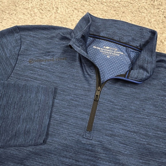 Vineyard Vines Shirt Mens XL Blue 1/4‎ Zip Lightweight Outdoors Hiking Sweater - Picture 1 of 11